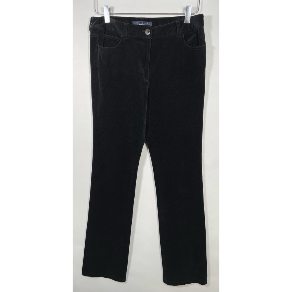 MAG by MAGASCHONI Velvet Bootcut Dress Pants 8 Black Stretch High Rise EUC!